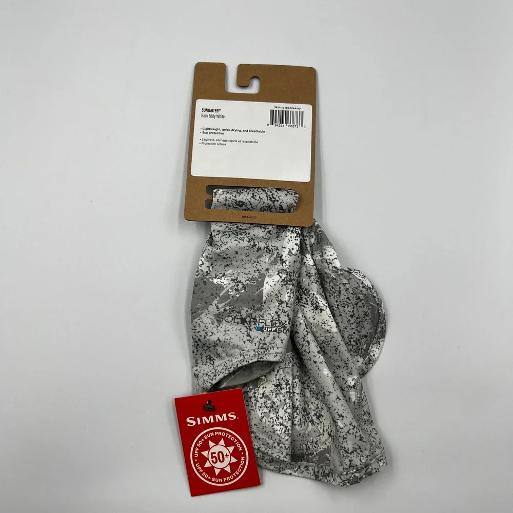 Simms Sungaiter Back Eddy White SolarFlex UPF 50+ Sun Neck Gaiter 10490-1244-00